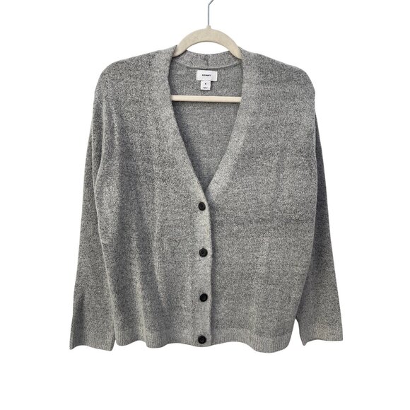 Old Navy Cardigan Sweater Size Medium Light Gray Button Front Long Sleeve Knit - Picture 1 of 9